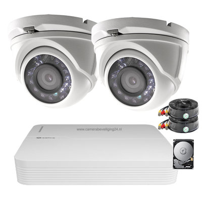 Actie OP=OP! 2MP FULL HD camerabewakingssysteem met 2 vandaalbestendige buiten dome camera's.