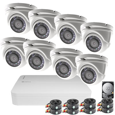 Safire 2MP 1080P FULL HD camerabewakingssysteem incl. DVR, 8 camera's en kabels.