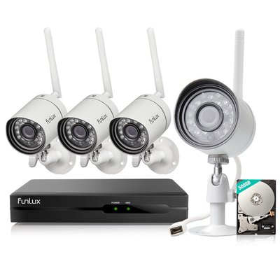 Draadloos 720P HD camerasysteem met 4 netwerk IP camera's, gratis app en 500GB harde schijf. (UITVERKOCHT!)
