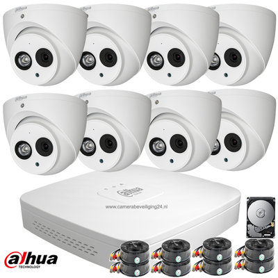 Dahua 2MP FULL HD camerabewakingssysteem 8 HD-CVI camera's incl. microfoon.