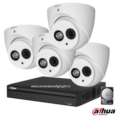 Dahua 2MP camerabewakingssysteem FULL HD 4 camera's incl. microfoon.