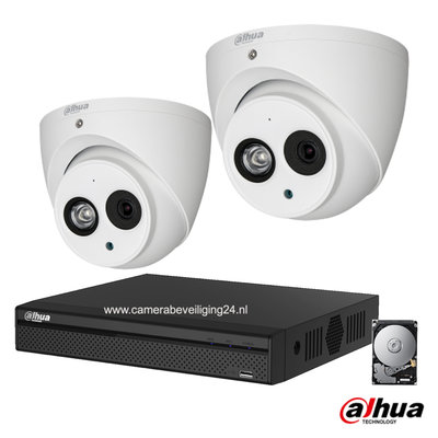 Dahua 2MP camerabewakingssysteem FULL HD 2 camera's incl. microfoon.