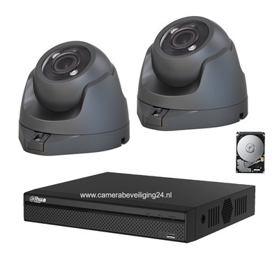 Camerabeveiliging set met 2 vandaalbestendige dome camera's Zwart.