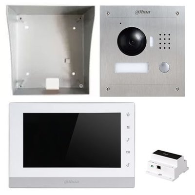 Dahua IP video intercom complete kit met paneel, monitor en controller - 2 draads aansluiting.