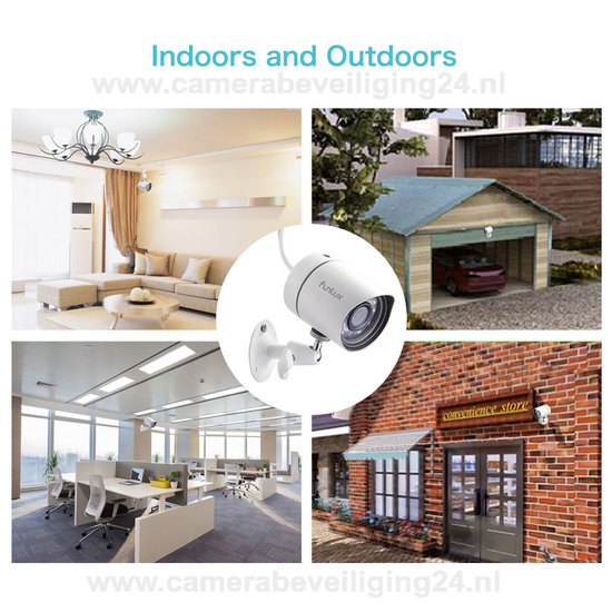 IP SPoE HD buiten camerasysteem Funlux FS-1004-W-1TB met netwerkkabel aansluiting.
